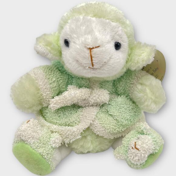 Plushland Wooly Green Lamb Terry Cloth Plush Robe Slippers 2000 March of Dimes - Picture 2 of 12